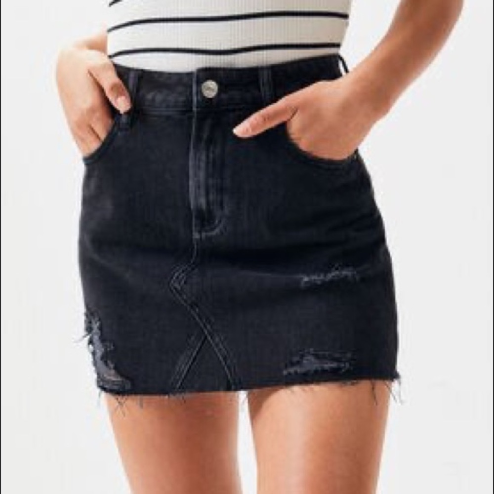 Black Mini Jean Skirt